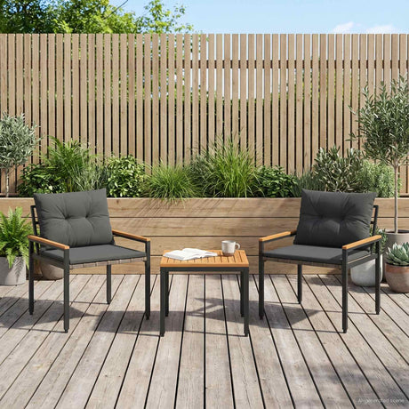 Vidaxl tuinmeubelset 3 st 2-zits donkergrijs poly rattan