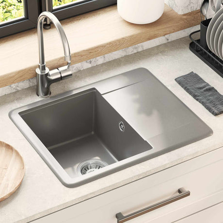 Vidaxl wasbak 80% kwarts en 20% hars 560 x 460 mm grijs