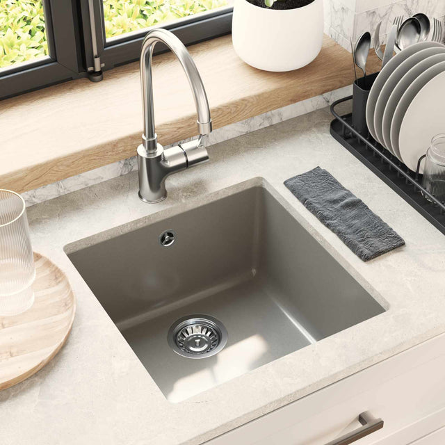 Vidaxl wasbak 80% kwarts en 20% hars 430 x 460 mm grijs