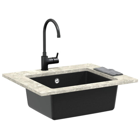 Vidaxl wasbak 80% kwarts en 20% hars 530 x 460 mm zwart