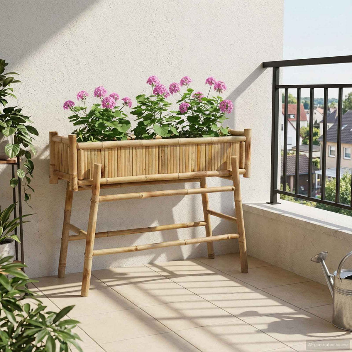 Vidaxl tuinplanter met houder naturel 100 x 38 x 74 cm bamboe