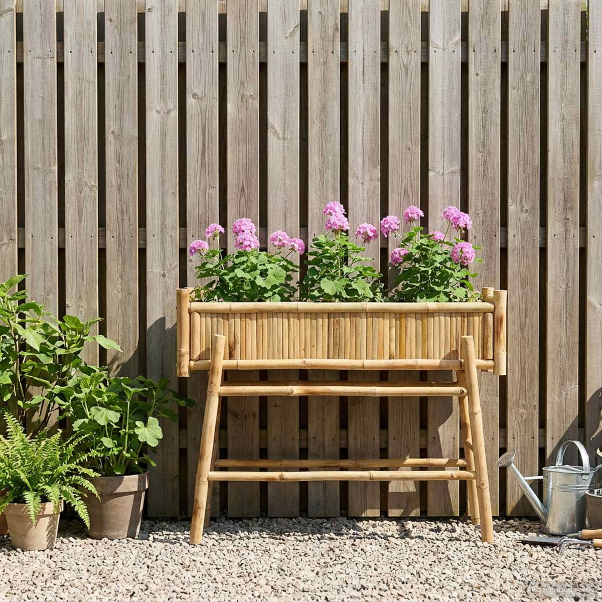 Vidaxl tuinplanter met houder naturel 100 x 38 x 74 cm bamboe