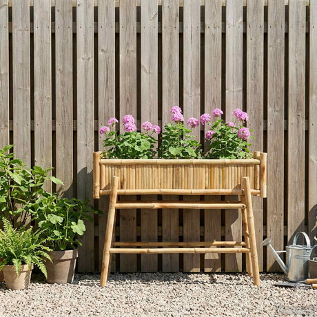 Vidaxl tuinplanter met houder naturel 100 x 38 x 74 cm bamboe