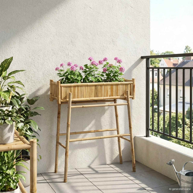 Vidaxl tuinplanter met houder naturel 100 x 38 x 114 cm bamboe
