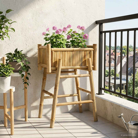 Vidaxl tuinplanter met houder naturel 50 x 38 x 74 cm bamboe