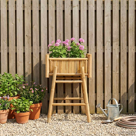 Vidaxl tuinplanter met houder naturel 50 x 38 x 74 cm bamboe