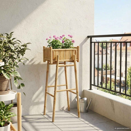 Vidaxl tuinplanter met houder naturel 50 x 38 x 114 cm bamboe