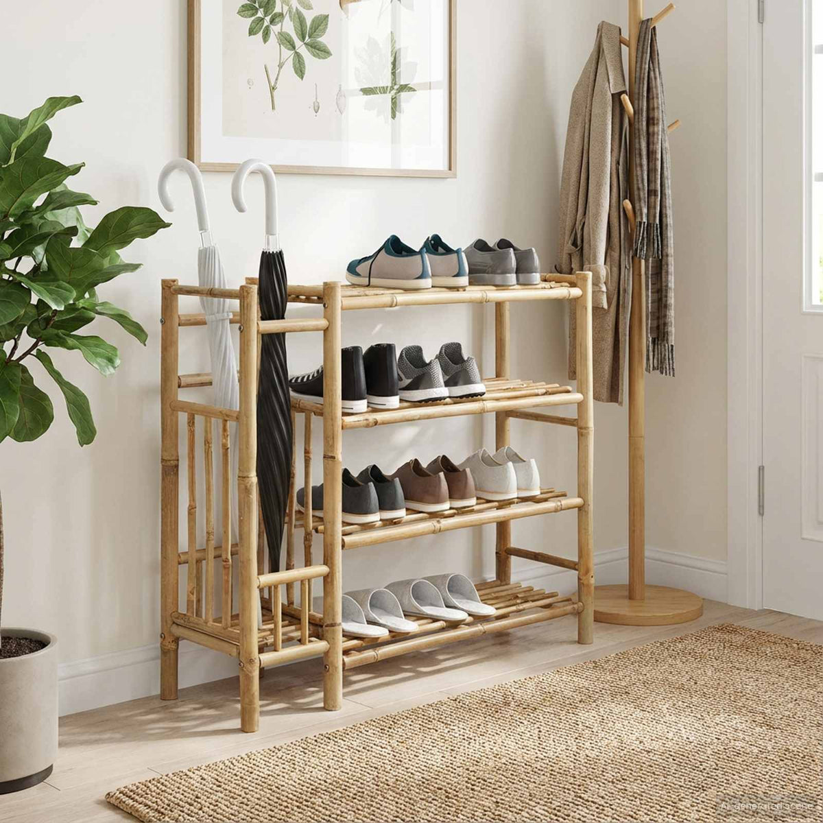 Vidaxl schoenenrek 88 x 27 x 80 cm bamboe naturel