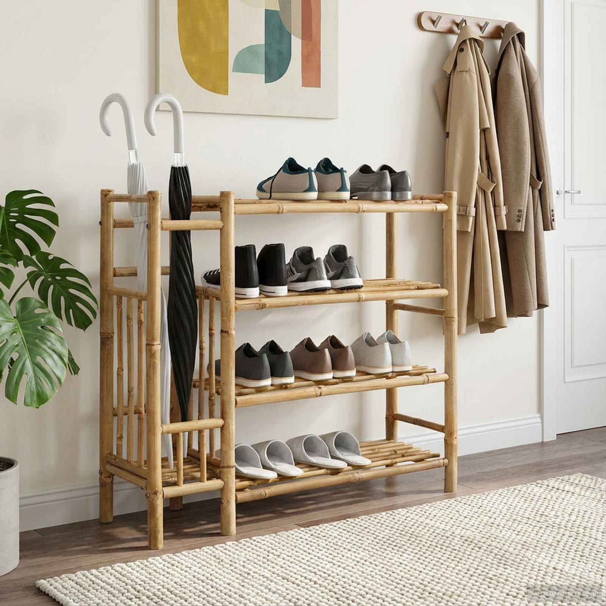 Vidaxl schoenenrek 88 x 27 x 80 cm bamboe naturel