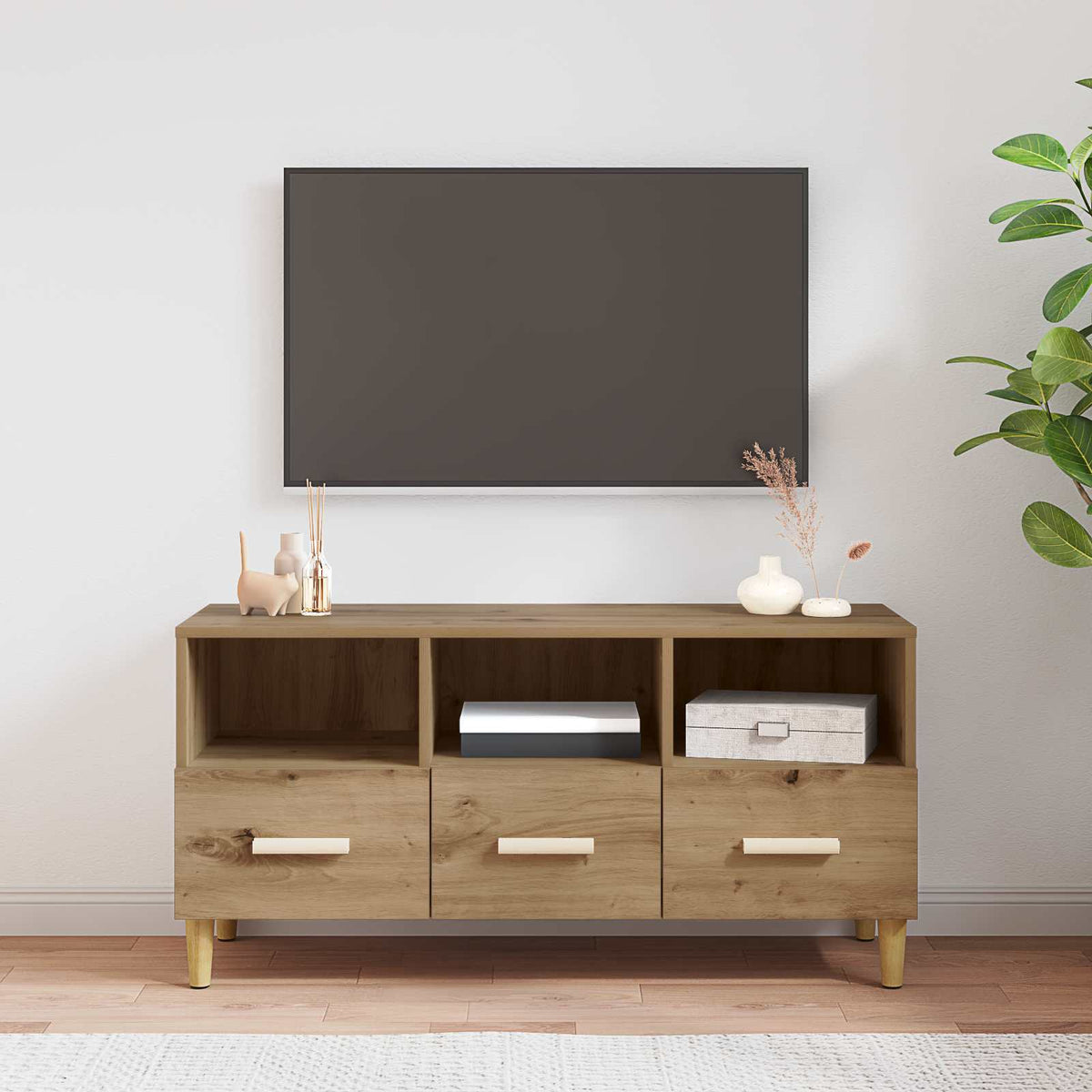 Vidaxl tv-kast 102 x 36 x 50 cm ambachtelijk eiken bewerkt hout