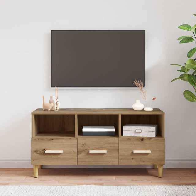 Vidaxl tv-kast 102 x 36 x 50 cm ambachtelijk eiken bewerkt hout