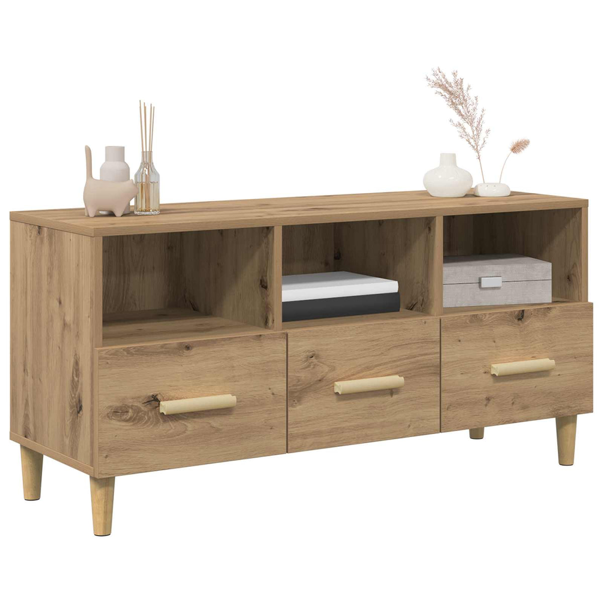 Vidaxl tv-kast 102 x 36 x 50 cm ambachtelijk eiken bewerkt hout