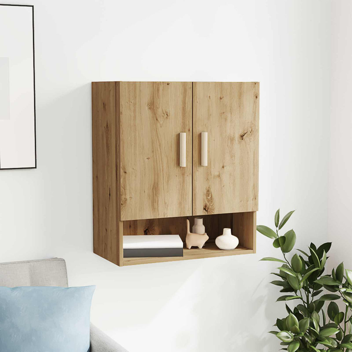 Vidaxl wandkast 60 x 31 x 70 cm bewerkt hout ambachtelijk eiken