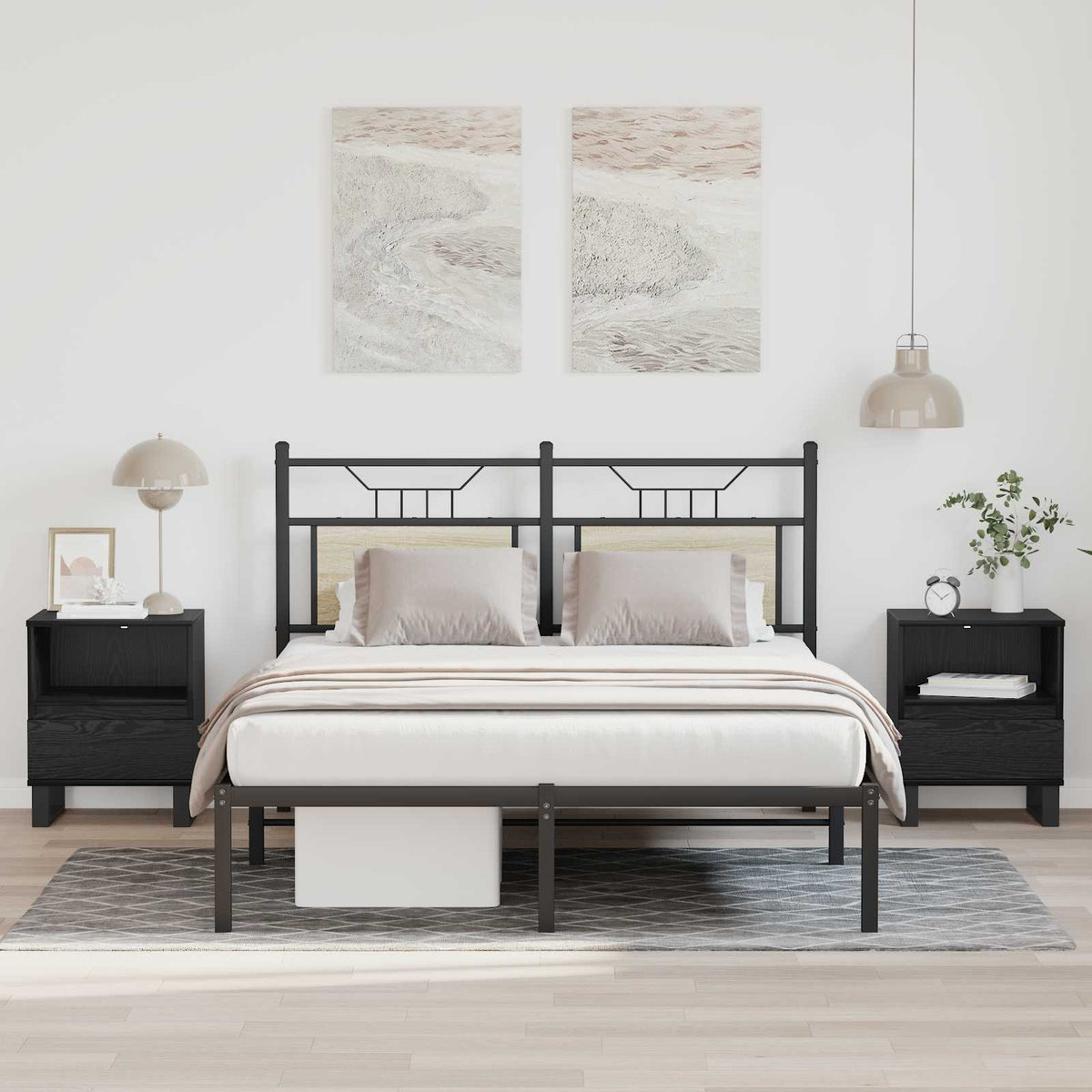 Vidaxl bed kast zwart eiken 40 x 35 x 50 cm bewerkt hout