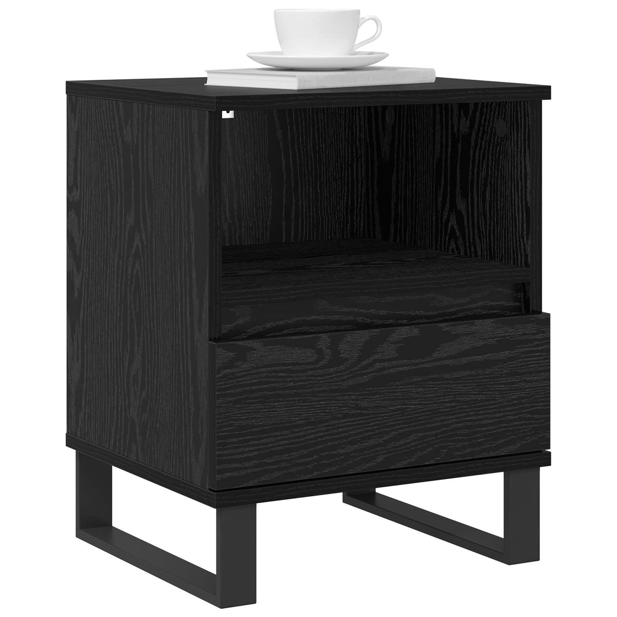 Vidaxl bed kast zwart eiken 40 x 35 x 50 cm bewerkt hout