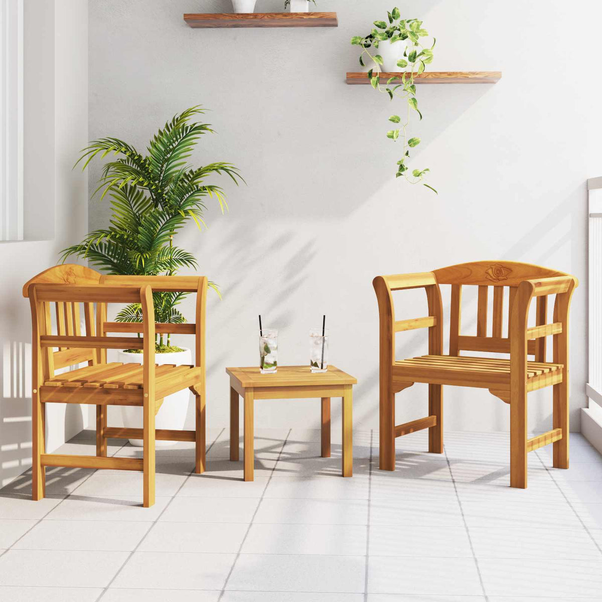 Vidaxl tuinrozelounge set 3 st massief acaciahout