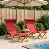Vidaxl ligstoel 4 pcs 3 positie massief eucalyptushout rood