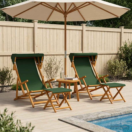 Vidaxl ligstoel 4 pcs 3 positie massief eucalyptushout groen
