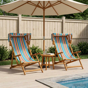 Vidaxl ligstoel 2 pcs 3 positie massief eucalyptushout meerkleurig