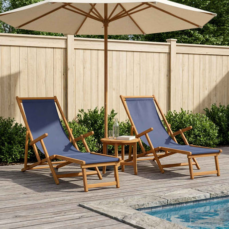 Vidaxl opvouwbare zonnebed 2 pcs 3 positie massief eucalyptus hout