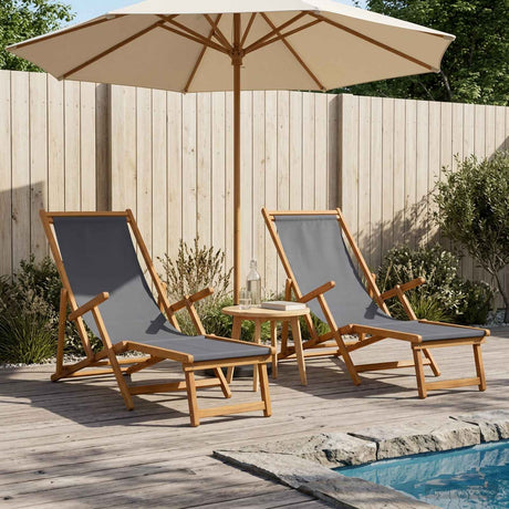 Vidaxl opvouwbare zonnebed 2 pcs 3 positie massief eucalyptus hout