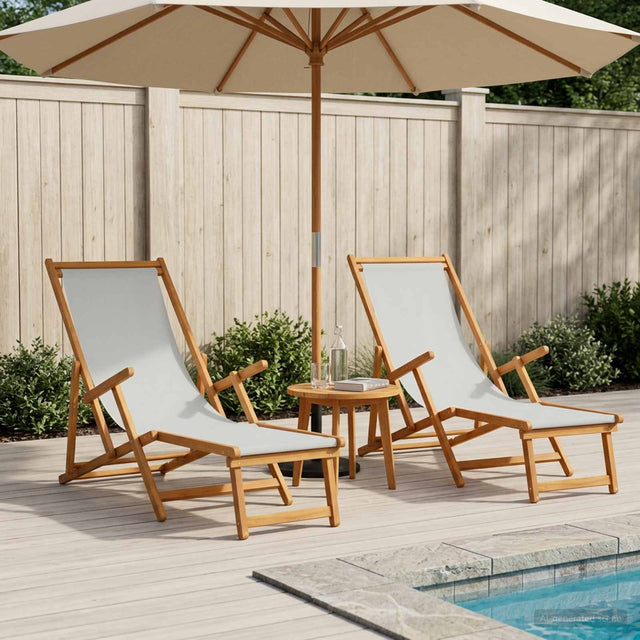 Vidaxl opvouwbare zonnebed 2 pcs 3 positie massief eucalyptus hout