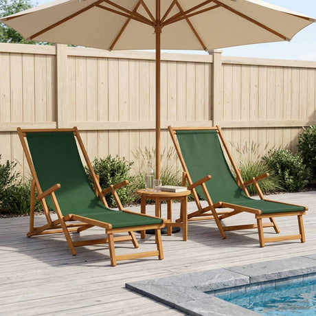Vidaxl opvouwbare zonnebed 2 pcs 3 positie massief eucalyptus hout