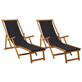 Vidaxl opvouwbare zonnebed 2 pcs 3 positie massief eucalyptus hout