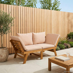 Vidaxl 3-in-1 tuinbank met kussens massief acaciahout beige