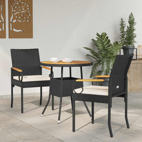 Vidaxl tuinstoelen 2 st zwart en cream wit poly rattan en acacia