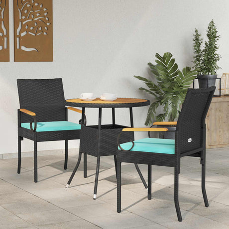 Vidaxl tuinstoelen 2 st zwart en turquoise poly rattan en acacia
