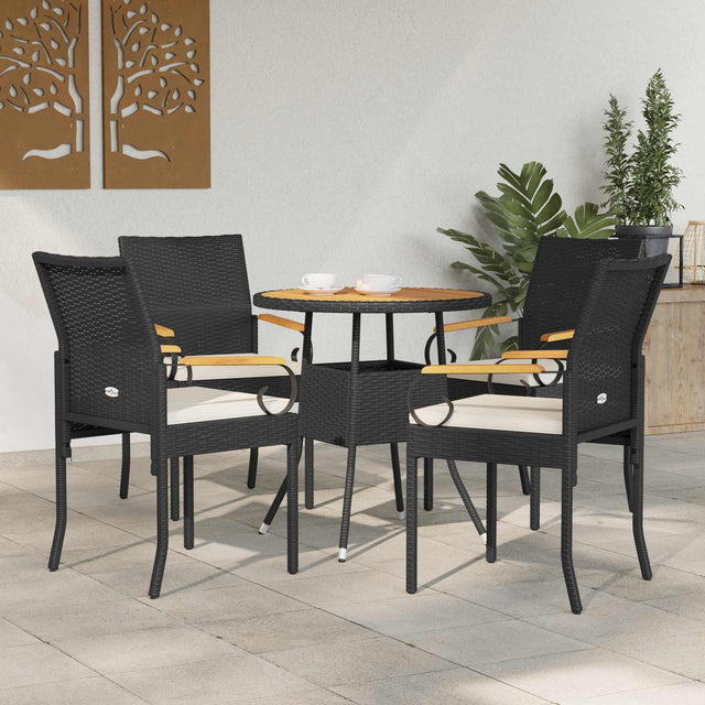 Vidaxl tuinstoelen 4 st zwart en cream wit poly rattan en acacia