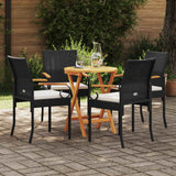 Vidaxl tuinstoelen 4 st zwart en cream wit poly rattan en acacia