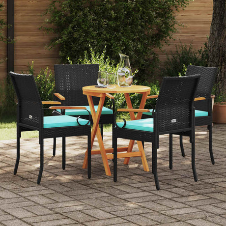 Vidaxl tuinstoelen 4 st zwart en turquoise poly rattan en acacia