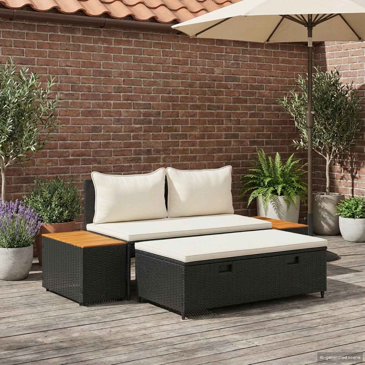 Vidaxl buiten bankenset 4 -seater 4 st 55 x 30 x 39 cm rechthoekig