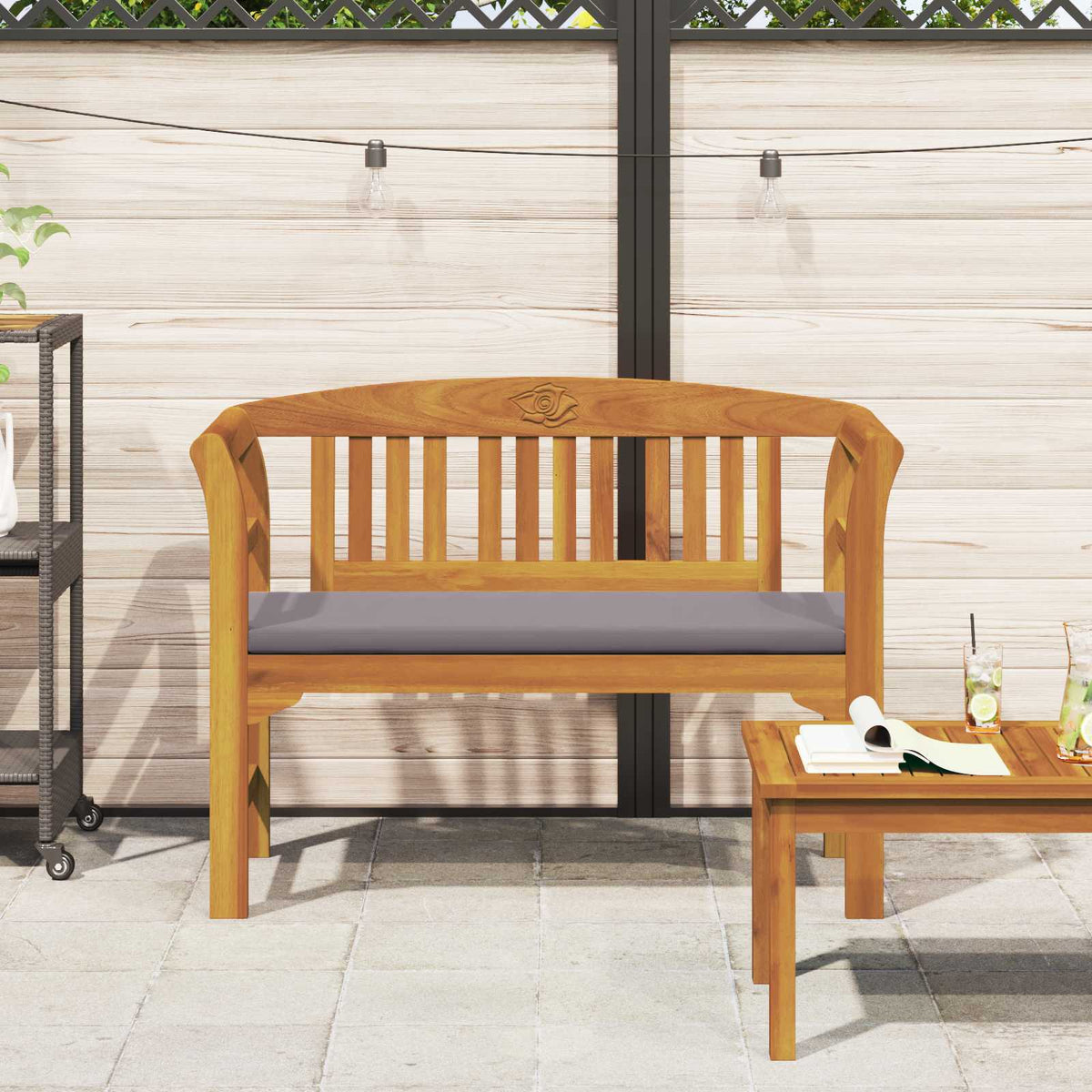 Vidaxl rozenbank 114 x 46 x 82,5 cm massief acaciahout crèmewit