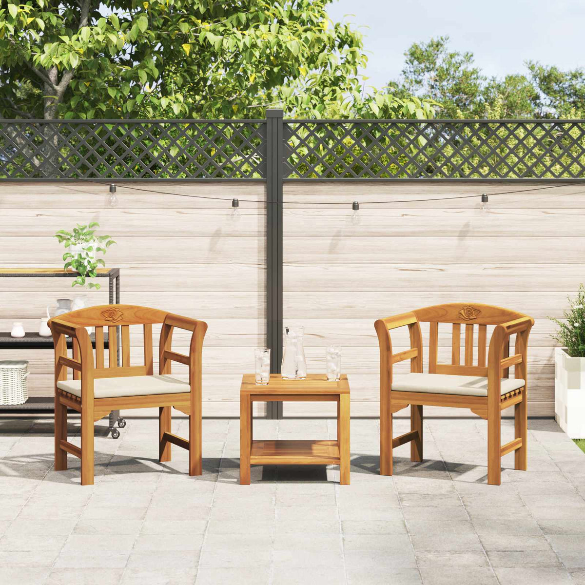 Vidaxl rose chair 68,5 x 46 x 82,5 cm massief acaciahout crèmewit