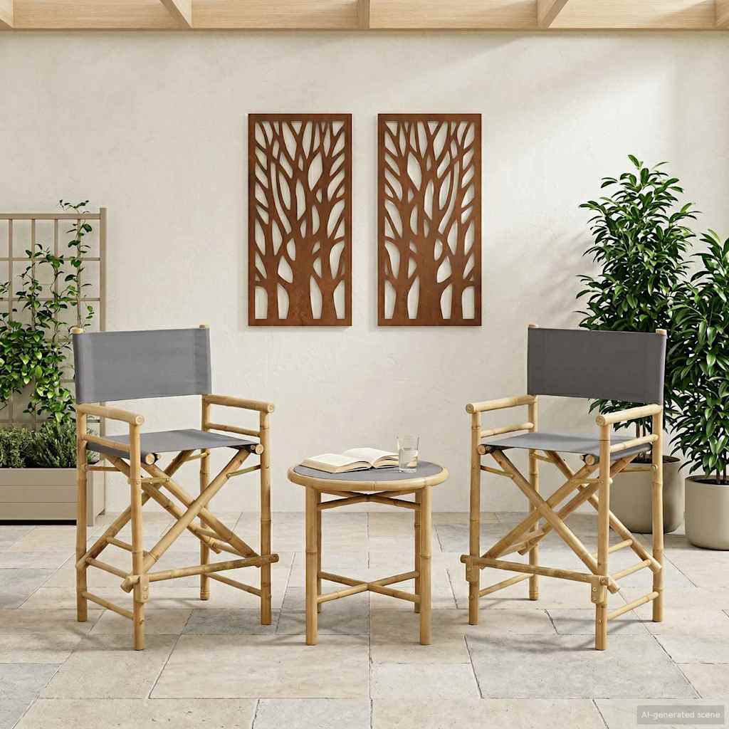 Vidaxl vouwbare regisseursstoel 2 st naturel bamboe