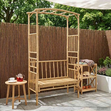Vidaxl tuinboog met bank 115 x 50 x 205 cm bamboe