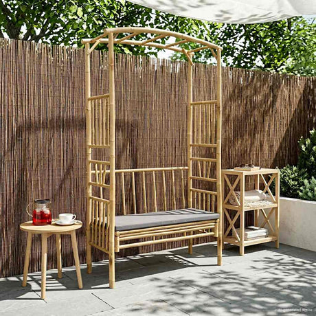 Vidaxl tuinboog met bank donkergrijs 115 x 50 x 205 cm bamboe