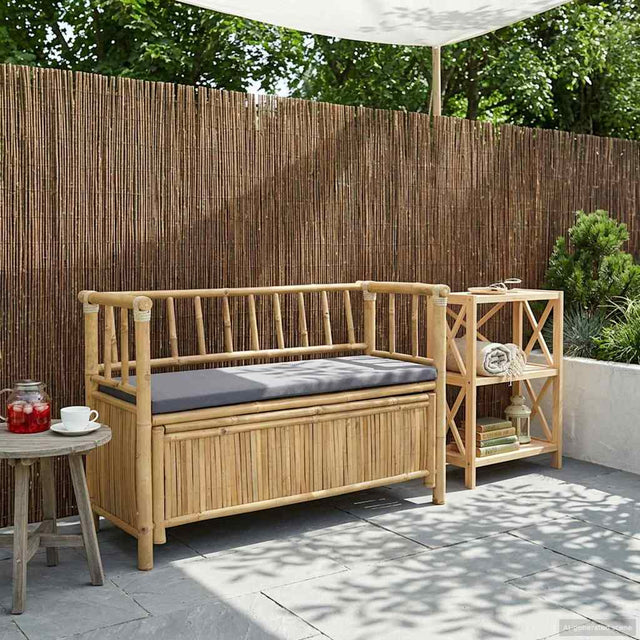 Vidaxl tuinkast bank 110 x 47 x 80 cm bamboe naturel rechthoekig