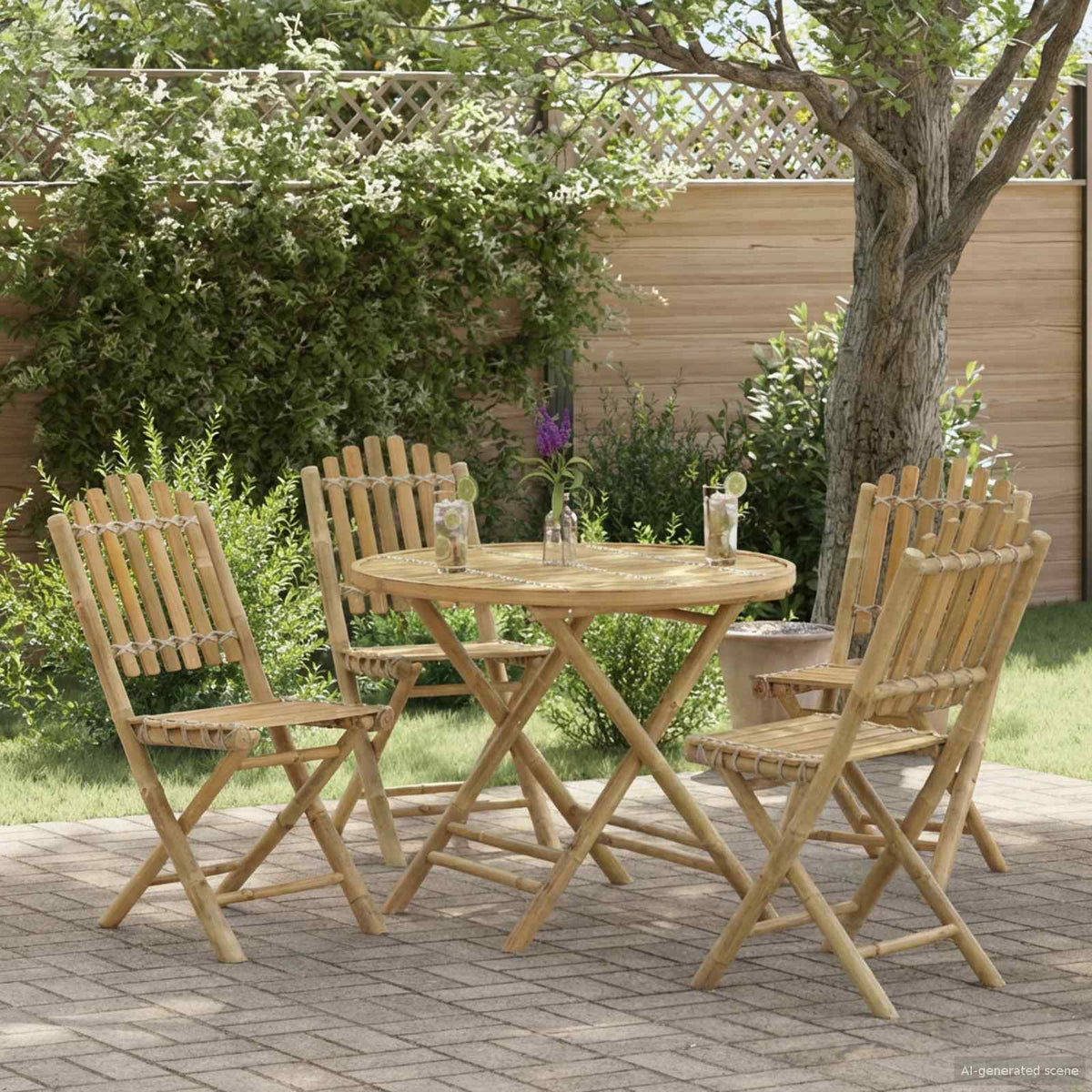 Vidaxl tuinstafel naturel 80 x 70 cm bamboe