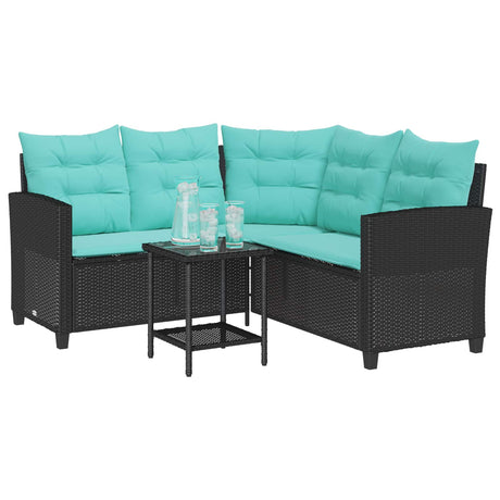 Vidaxl tuinbank 2 st 5-aantal zitplaatsen zwart en turquoise poly riet