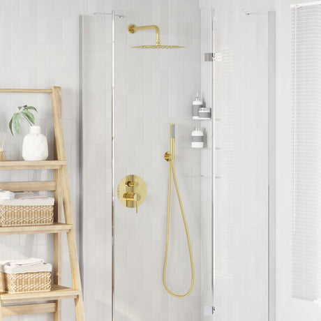Vidaxl verborgen douche systeem (rond) goud rvs 201