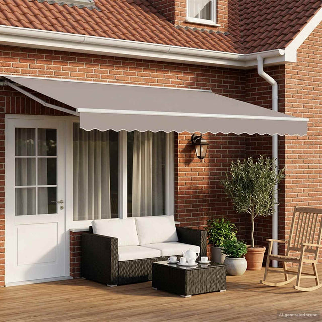 Vidaxl handmatige luifelhouder met led's wit 4 x 2 m aluminium
