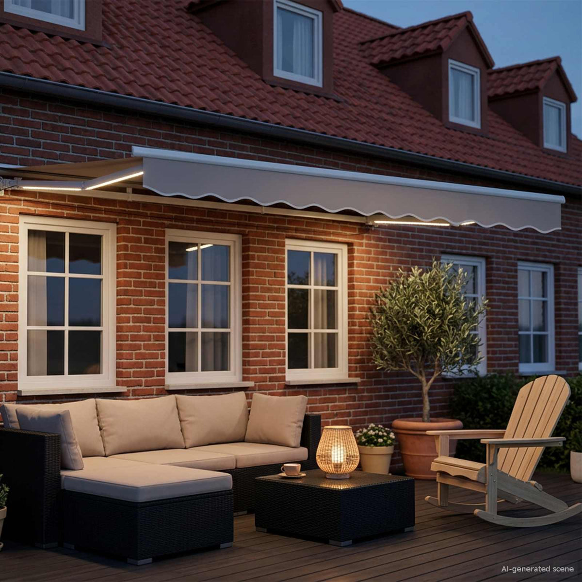 Vidaxl elektrisch zonnescherm frame met led's wit 3 x 2,5 m aluminium