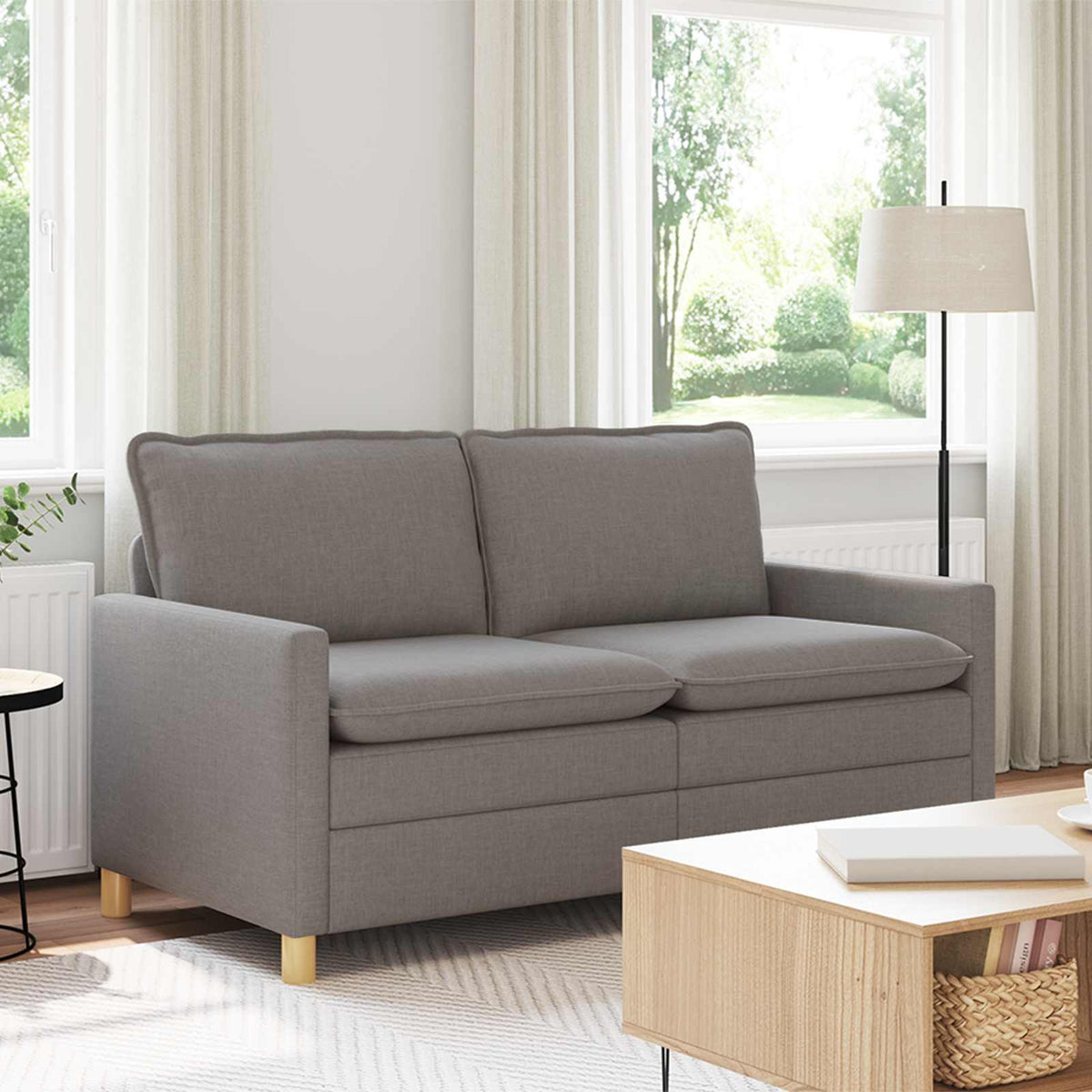 Vidaxl bank 2-zits taupe 156 x 81 x 87,5 cm stof