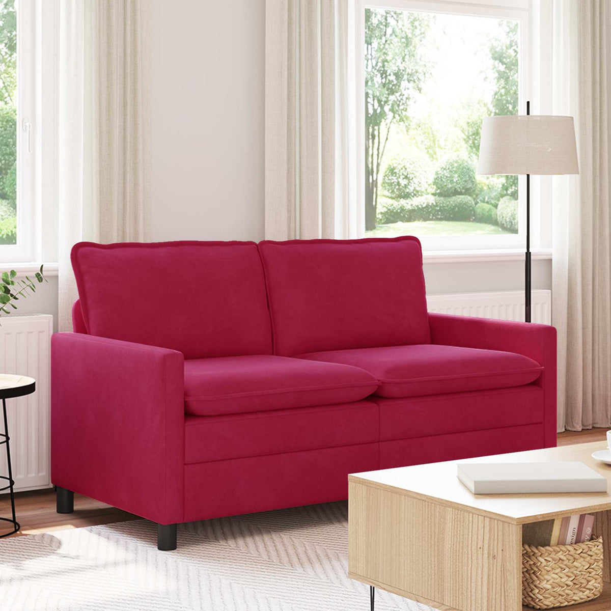 Vidaxl bank wijnrood 156 x 81 x 87,5 cm fluweel