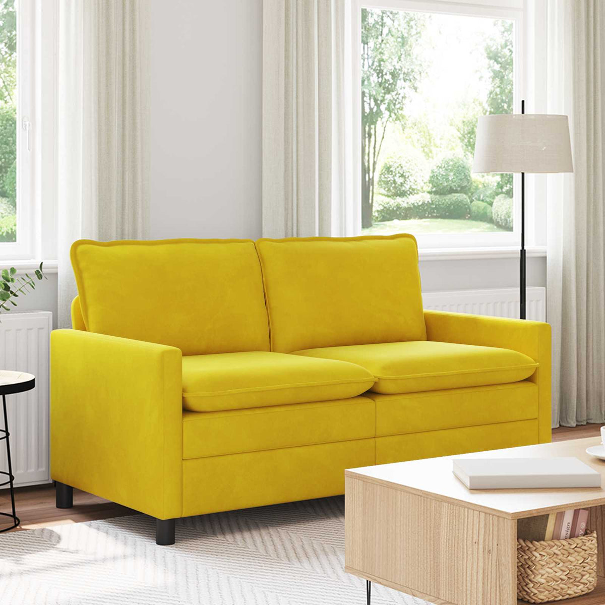 Vidaxl bank geel 156 x 81 x 87,5 cm fluweel