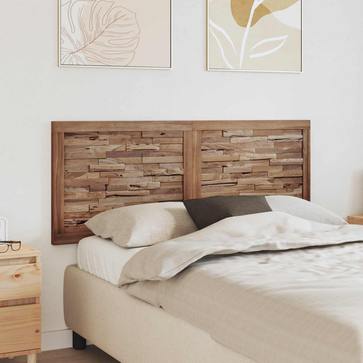 Vidaxl bed hoofdbord naturel massief teakhout